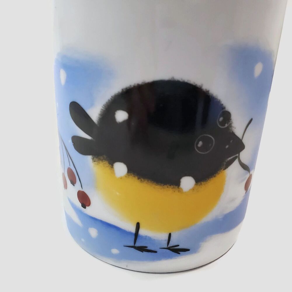 Adorable Small Bird Canister Jar With Wood Top
